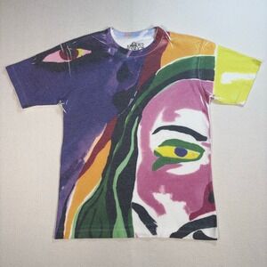 Krooked Skateboarding T-Shirt Men's M Multicolor Art Cotton Made‎ in USA *Marks*